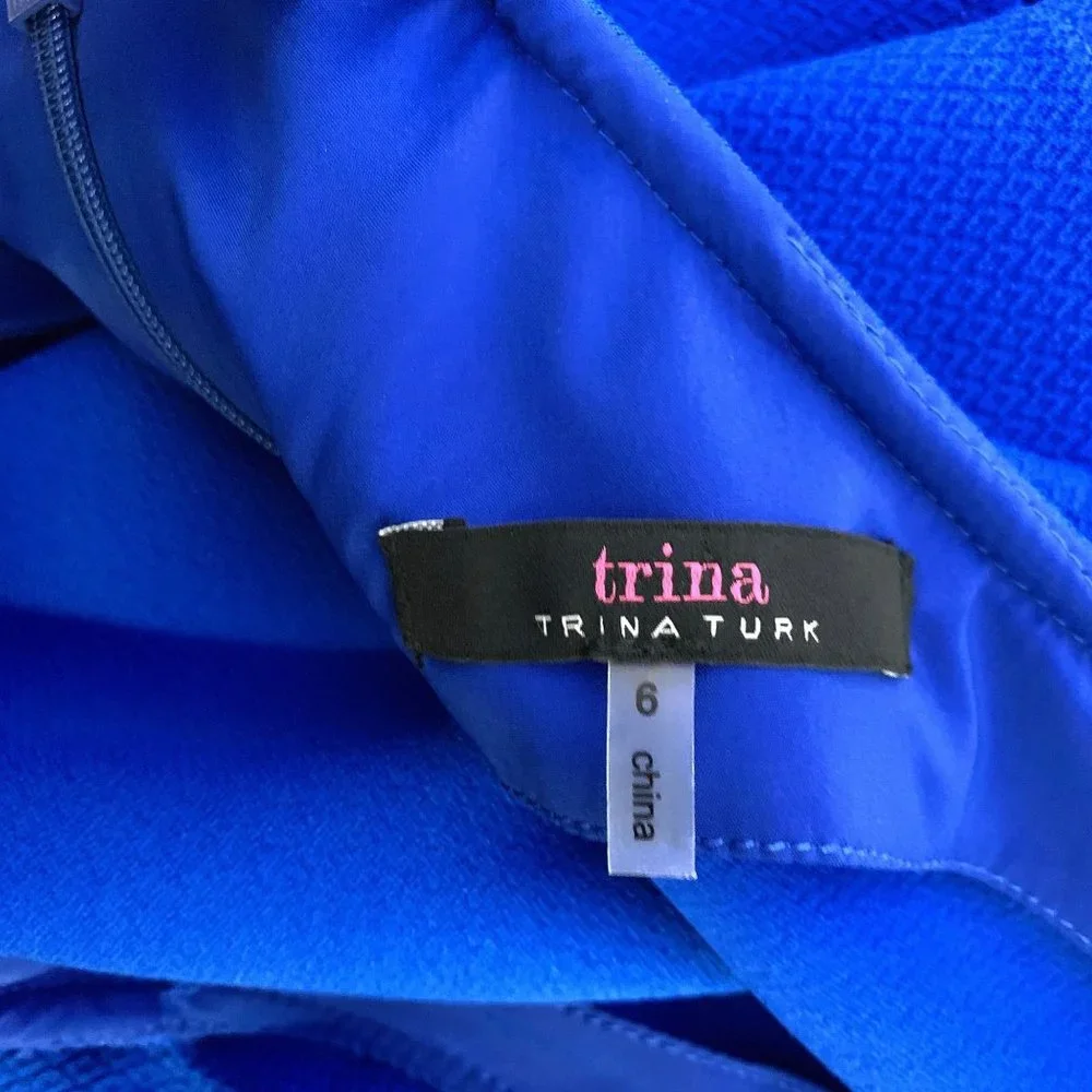 *Trina Turk Blue Off The Shoulder Dress Size 6 - Picture 4 of 4